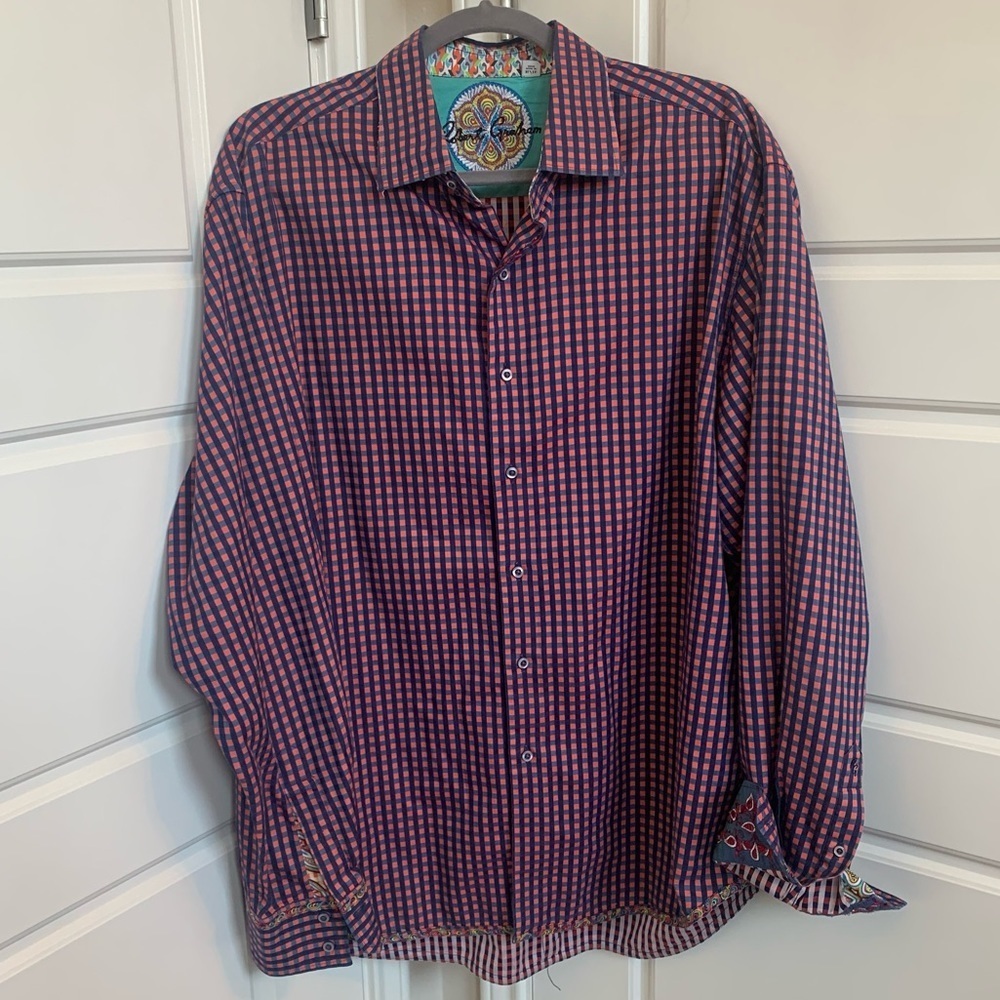 Robert Graham Long Sleeved Button-Down Flip Cuff Shirt, Size XL